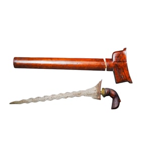 Antique Wave Bladed Sword w/ Case