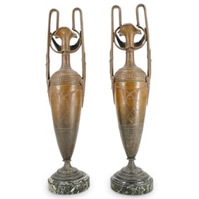 Pair of French Art Nouveau Sculptural Spelter Vases