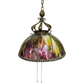 Antique Slag Glass Hanging Lamp