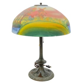 Antique Reverse Painted Table Lamp