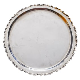 Antique Sterling Silver Round Serving Tray