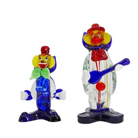 (2 Pc) Murano Glass Clowns