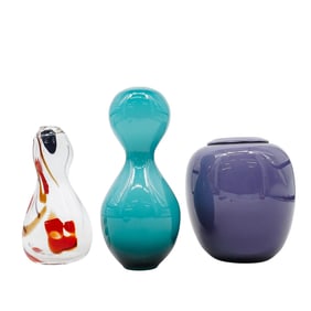 (3 Pcs) Vintage Art Glass Vases