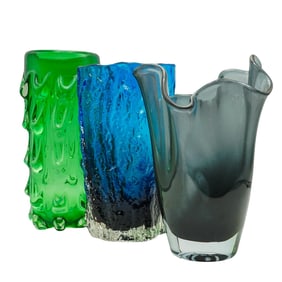 (3 Pcs) Art Glass Vases