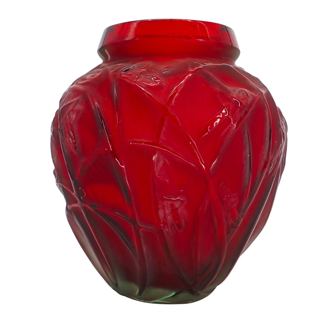 After Rene Lalique "Sauterelles" Frosted Glass Vase (1 of 6)