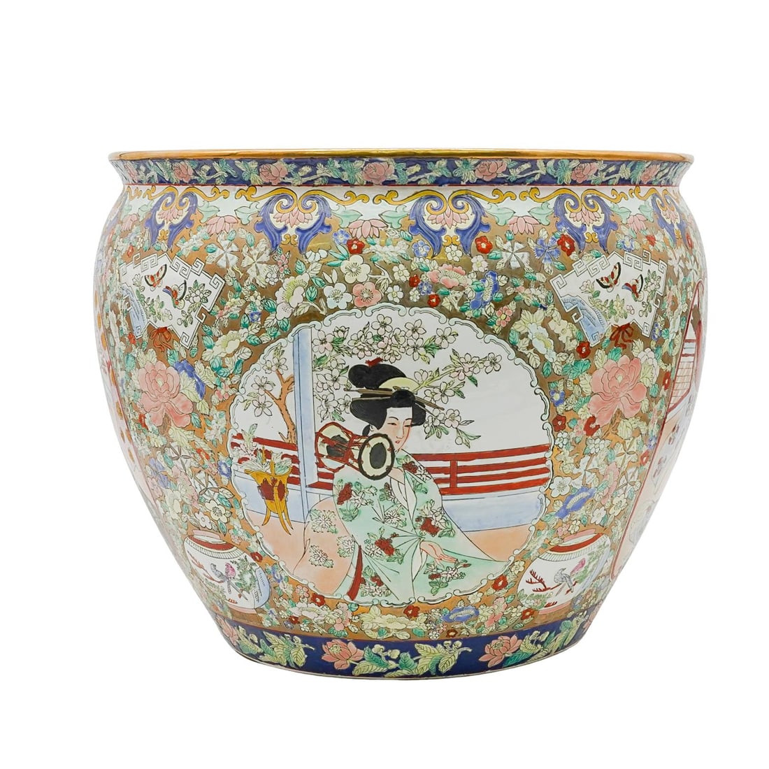 Large Asian Porcelain Fish Bowl Planter (1 of 8)