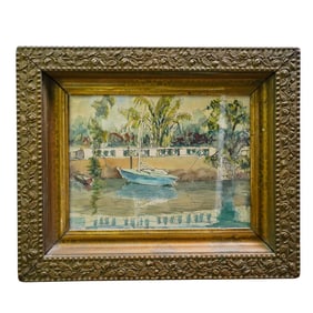 Margaret M. Viret (American) Watercolor Boat Painting