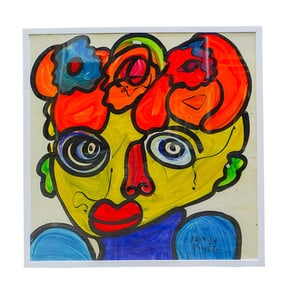 Peter Keil (German, B. 1942) Oil On Board Abstract Portraiture