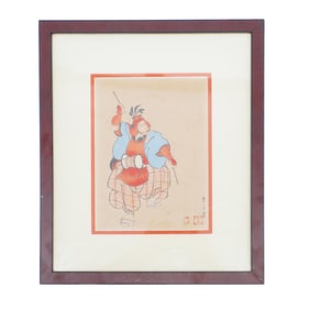 Torii Tadamune A Japanese Print of a Drum Player
