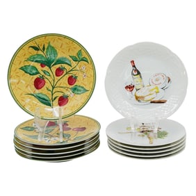 (12 Pc) Limoges By Philippe Deshoulieres Porcelain Plates Grouping