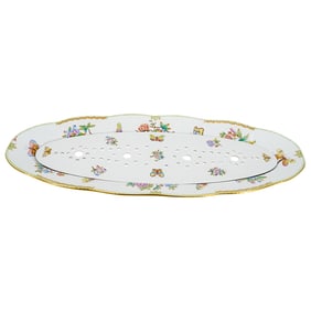 Herend Porcelain "Queen Victoria" Fish Platter & Strainer