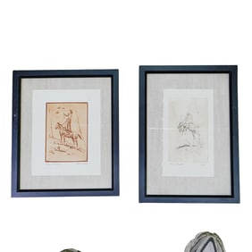 (2 Pcs) Asa Lynn Powell (American, 1912-1978) Woodblock Prints