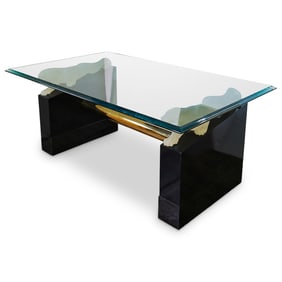 Hollywood Regency Frosted Lion Lion Coffee Table