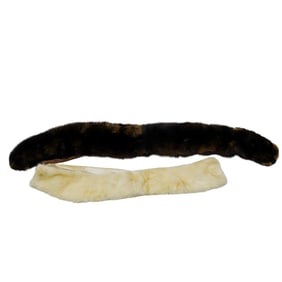 (2 Pc) White Mink Fur Collar & Brown Sable Fur Boa