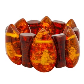 Vintage Amber Bracelet w/ Insect Inclusions