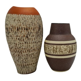 (2 Pcs) Vintage Pottery Vases