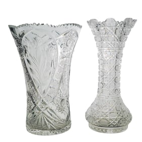 (2 Pcs) Cut Crystal Vases