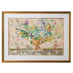 Andrea Fono (American, b. 1964) Floral "Lovely Kindness" Oil on Bristol