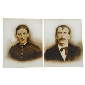 Pair of Sepia-Toned Portrait Photographs
