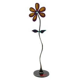Signed Metal Flower Sculpture