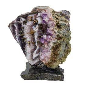 Judaica Amethyst Stone Clock