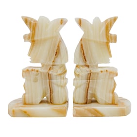 Pair of Aztec Onyx Marble Bookends