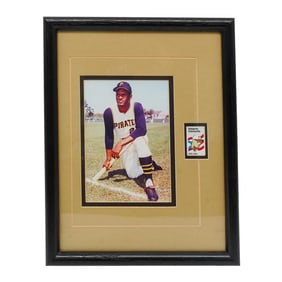 Roberto Clemente Framed Photo and Stamp