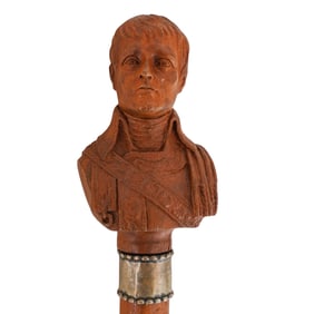 Antique Napoleon Carved Wood Walking Cane