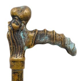 Antique Chinese Engraved Brass Walking Stick