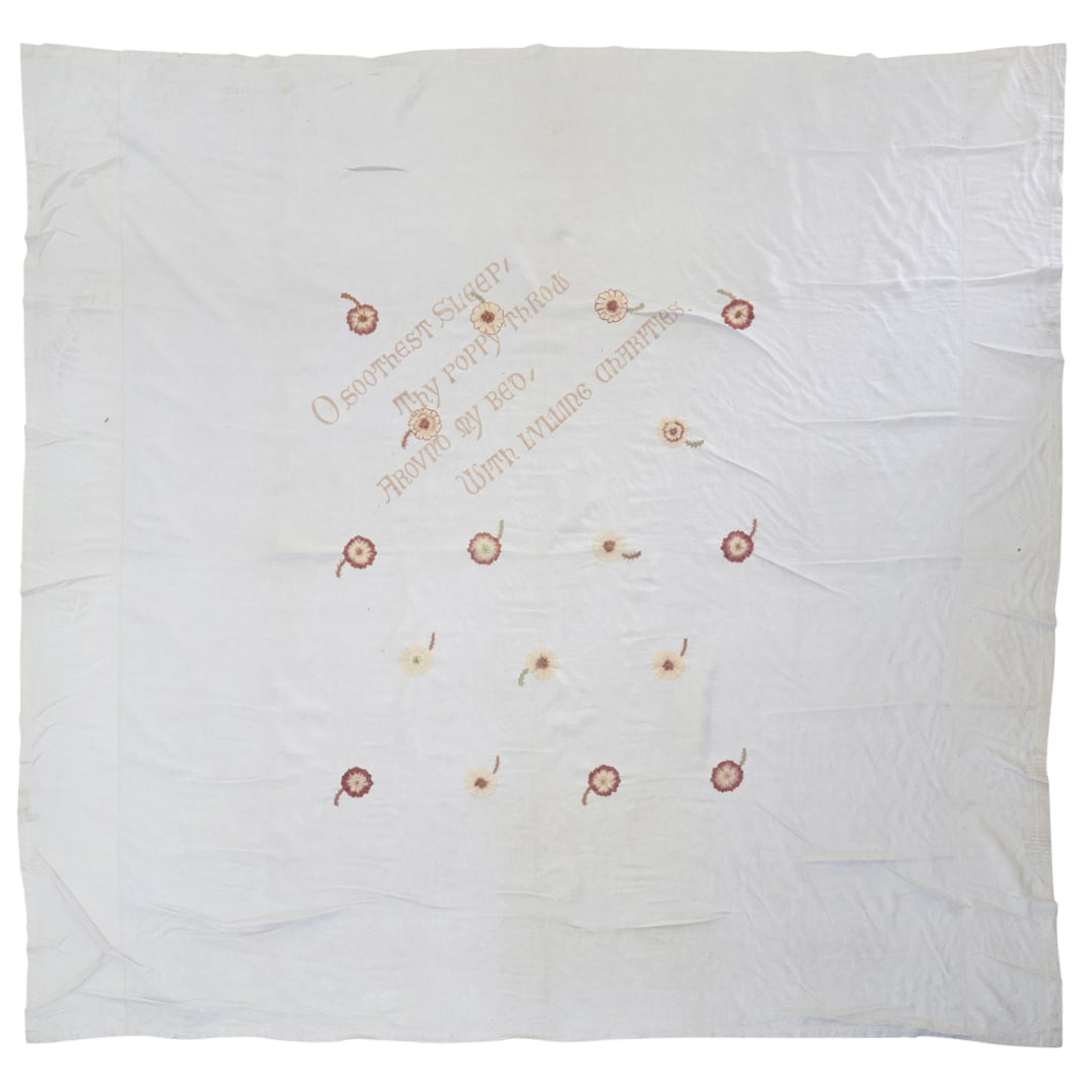 Ex Christie's William Burges Embroidered Linen Bed Cover (1 of 5)