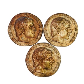 (3 Pc) Roman Revival Large Decorative Wall Coin Plaques