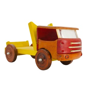 Vintage Italian Wooden Toy Truck Bottle Holder
