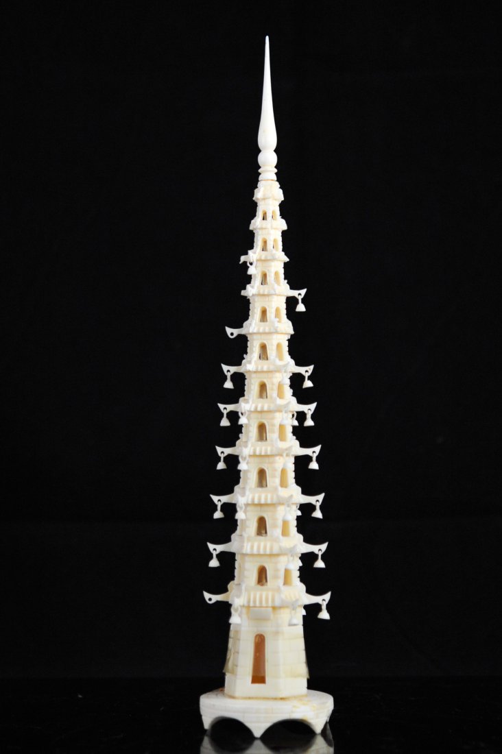 Antique Chinese hand carved ivory temple tower - Mar 20, 2013 | Akiba