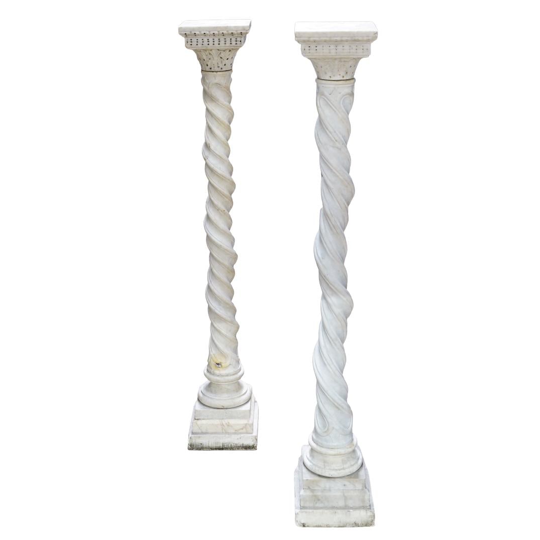 Pair Of 19th Century Carved Marble Pedestals