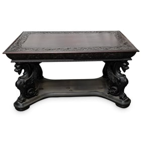 Att. RJ Horner Griffin Carved Wooden Table