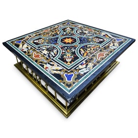 Italian Pietra Dura Inlaid Marble Coffee Table