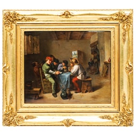 KPM After David Teniers the Younger (Beglian, 1610-1690) "The Smokers" Porcelain Plaque