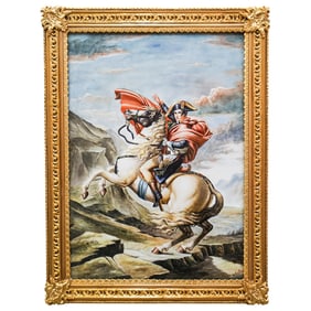Signed KPM Porcelain Plaque After Jacques-Louis David (1748-1825, French) "Napoleon Crossing the
