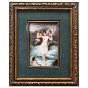 Antique Hand Painted Neoclassical Plaque