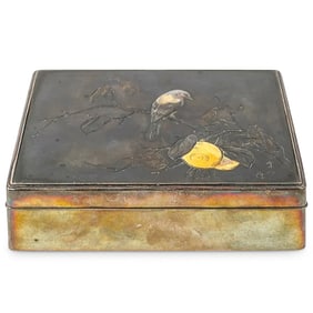 Antique Japanese Meiji Wood And Mixed Metal Box