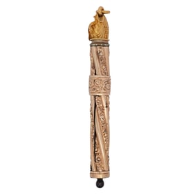 Antique Russian 14k Gold and Metal Ink Pen