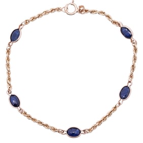 14k Gold Bracelet W/ Natural Sapphires