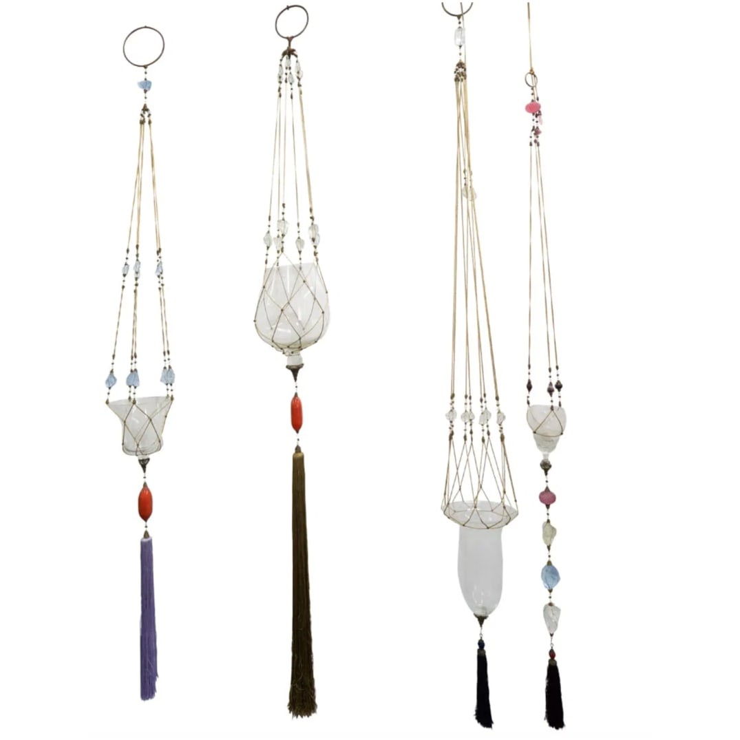 (4Pc) Venetian Murano Hanging Silk & Glass Votives (1 of 7)