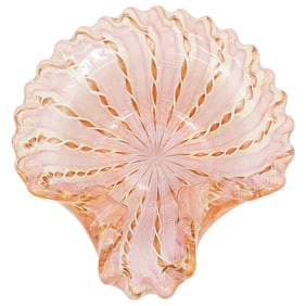 Murano Pink and Gold Latticino Bowl