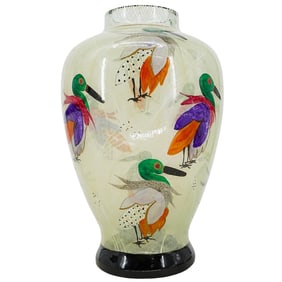 Murano Vidau Studio Art Glass Urn Vase