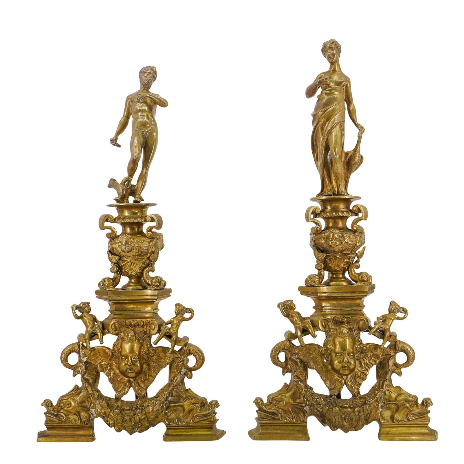 Pair Of Antique Brass Andirons (1 of 15)