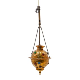 Pair of Moroccan Brass Hanging Lanterns