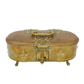 Rare 19th Century Bronze And Brass Oval Casket Box