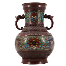 Japanese Meiji Bronze Cloisonne Vase