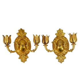 Pair of French Gilt Brass Sconces